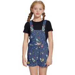 Illustration Cat Space Astronaut Rocket Maze Kids  Short Overalls by Ravend
