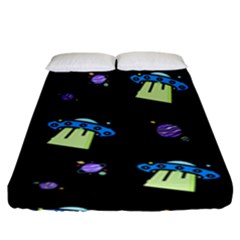 Illustration Cosmos Cosmo Rocket Spaceship -ufo Fitted Sheet (king Size) by danenraven