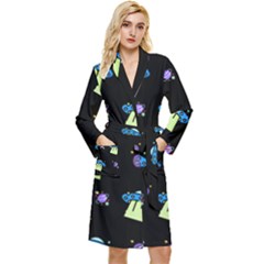 Illustration Cosmos Cosmo Rocket Spaceship Ufo Long Sleeve Velour Robe by danenraven