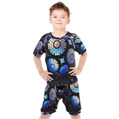 Illustration Tech Galaxy Robot Bot Science Kids  Tee And Shorts Set by danenraven