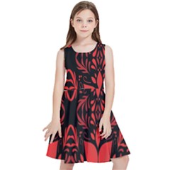 Christmas Red Black Xmas Gift Kids  Skater Dress by artworkshop