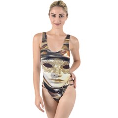 Artistic Venetian Mask High Leg Strappy Swimsuit by ConteMonfrey