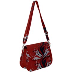 Nature Background Abstract Red Gray Black Saddle Handbag by danenraven