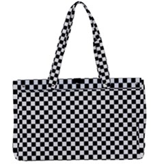 Black And White Background Black Board Checker Canvas Work Bag by Ravend