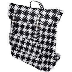 Square Diagonal Pattern Seamless Buckle Up Backpack by Ravend