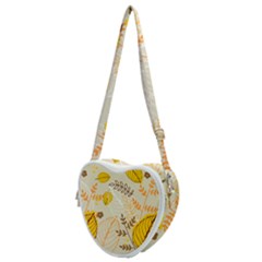 Nature Leaves Leaf Flowers Flower Background Wallpaper Heart Shoulder Bag by danenraven