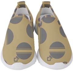 Gray Stripe Ornaments Brown Kids  Slip On Sneakers by TetiBright