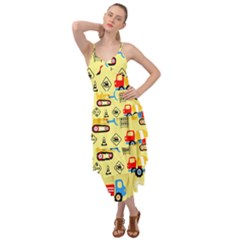 Seamless Pattern Vector Industrial Vehicle Cartoon Layered Bottom Dress by Jancukart