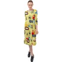 Seamless pattern vector industrial vehicle cartoon Ruffle End Midi Chiffon Dress View1