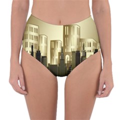 Architecture City House Reversible High-waist Bikini Bottoms by Jancukart