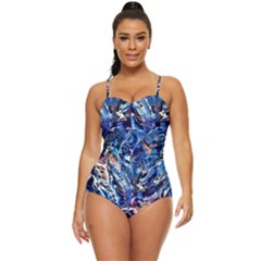 Cobalt Delta Retro Full Coverage Swimsuit by kaleidomarblingart