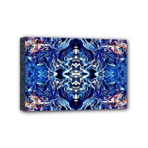 Cobalt Arabesque Mini Canvas 6  X 4  (stretched) by kaleidomarblingart