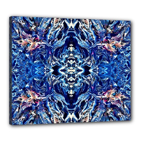 Cobalt Arabesque Canvas 24  X 20  (stretched) by kaleidomarblingart