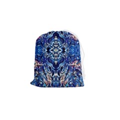 Cobalt Arabesque Drawstring Pouch (small) by kaleidomarblingart