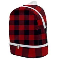 Red And Black Plaids Zip Bottom Backpack by ConteMonfrey