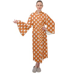 Cute Little Ghosts Halloween Theme Maxi Velour Kimono by ConteMonfrey