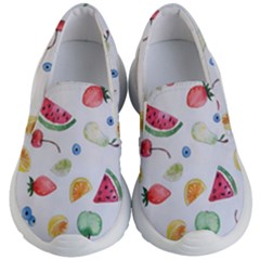Fruit Summer Vitamin Watercolor Kids Lightweight Slip Ons by Wegoenart