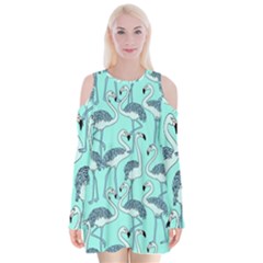 Flemish Picture Drawing Summer Velvet Long Sleeve Shoulder Cutout Dress by Wegoenart