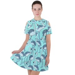 Flemish Picture Drawing Summer Short Sleeve Shoulder Cut Out Dress  by Wegoenart