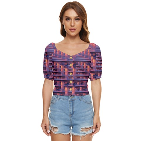 Abstract Pattern Colorful Background Button Up Blouse by Ravend