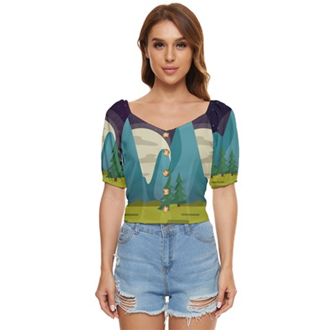 Nature Summer Season Button Up Blouse by Ravend