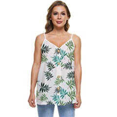 Leaves Plant Design Template Casual Spaghetti Strap Chiffon Top by Ravend