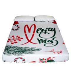 Merry Xmas Seamless Christmas Pattern Fitted Sheet (queen Size) by danenraven