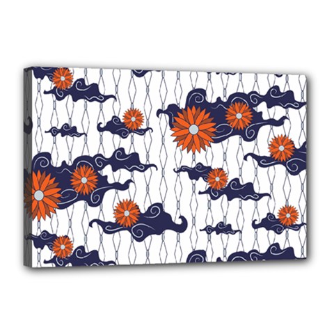 Blue And White Pottery Pattern Canvas 18  X 12  (stretched) by danenraven