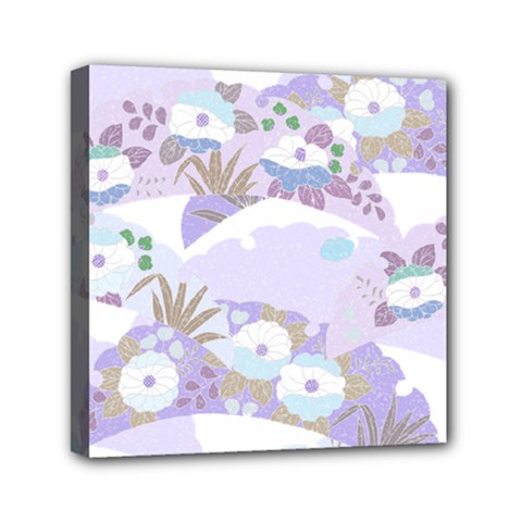 Purple Japanese Pattern Texture Violet Textile Mini Canvas 6  X 6  (stretched) by danenraven