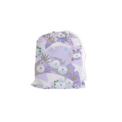 Purple Japanese Pattern Texture Violet Textile Drawstring Pouch (small) by danenraven