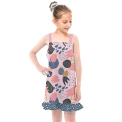 Hand Drawn Abstract Polka 5 Kids  Overall Dress by flowerland