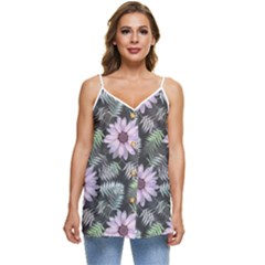 Flower  Petal  Spring Watercolor Casual Spaghetti Strap Chiffon Top by Ravend