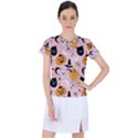 Pumpkin Cat Pattern Skull Women s Sports Top View1