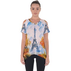 Eiffel Tower Landmark Architecture  Artistic Cut Out Side Drop Tee by danenraven