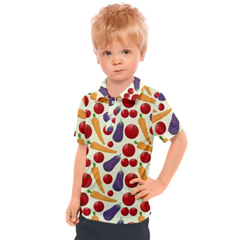 Vegetable Food Illustration Patterntexture Kids  Polo Tee by Wegoenart