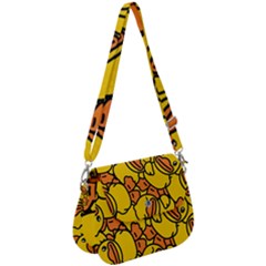 Duck Cartoon Background Pattern Saddle Handbag by Wegoenart