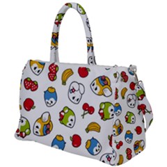Illustration Vector Fruit Animal Cartoon Pattern Duffel Travel Bag by Wegoenart