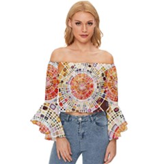 Internet Data Storage Online Off Shoulder Flutter Bell Sleeve Top by Wegoenart