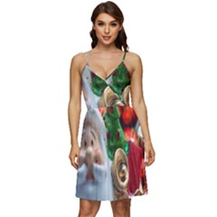 Red Santa V-neck Pocket Summer Dress  by artworkshop