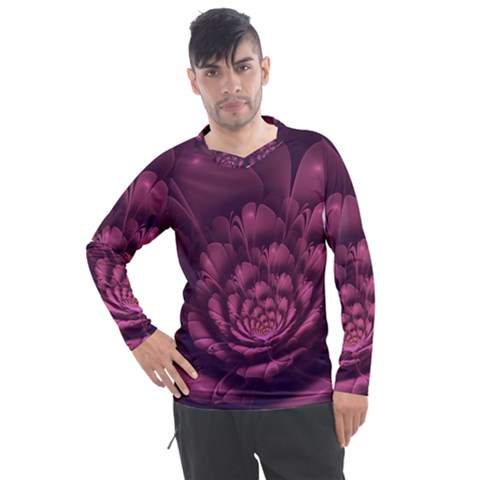 Fractal Blossom Flower Bloom Men s Pique Long Sleeve Tee by Wegoenart