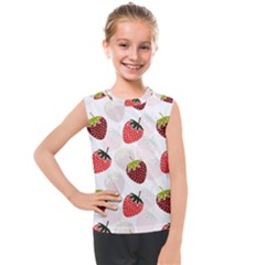 Strawberry Fruit Pattern Background Kids  Mesh Tank Top by Wegoenart