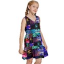 Patchwork Decorative Decor Tile Kids  Sleeveless Tiered Mini Dress View3