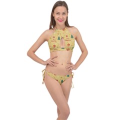 Christmas Treecandy Cane Snowflake Cross Front Halter Bikini Set by Ravend