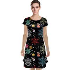 Christmas Thanksgiving Pattern Cap Sleeve Nightdress by Ravend