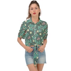 Illustration Pattern Seamless Tie Front Shirt  by Ravend