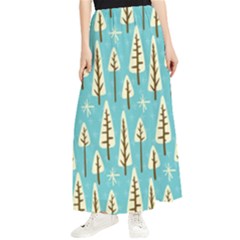 Vector-white-cartoon-trees-pattern Maxi Chiffon Skirt