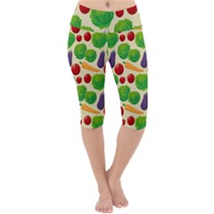Food Illustration Pattern Texture Lightweight Velour Cropped Yoga Leggings by Ravend