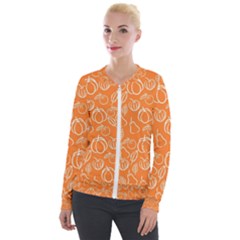 Illustration Abstract Pattern Seamless Velvet Zip Up Jacket by Ravend