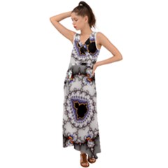 Mandelbrot Fractal Background Template Circle V-neck Chiffon Maxi Dress by danenraven