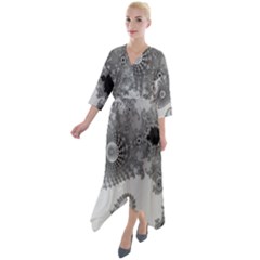 Apple Males Almond Bread Abstract Quarter Sleeve Wrap Front Maxi Dress by danenraven